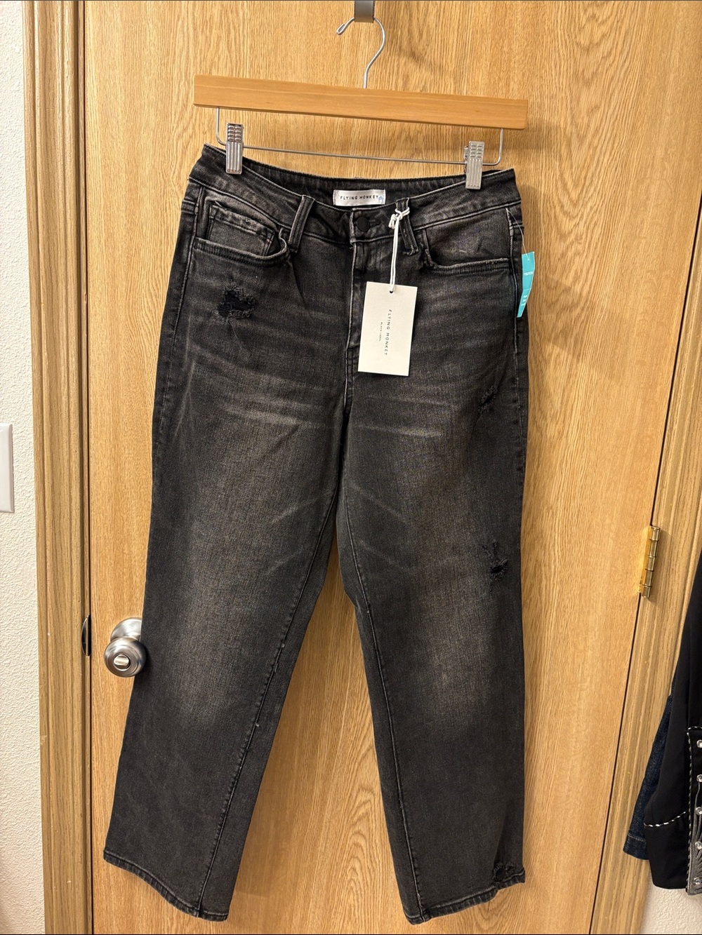 Flying Monkey Black Washed Straight-Leg Jeans